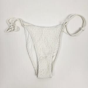 L*Space Cream Bikini Bottom Size XS Tie Strings Adjustable Ruched Bitsy Cut